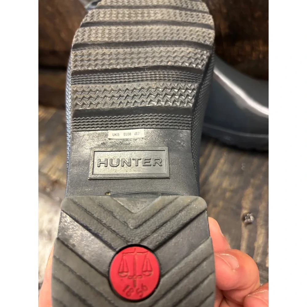 Hunter Original Chelsea Gloss Rain Boots Dark Gray Waterproof WFS2078RGL US 7